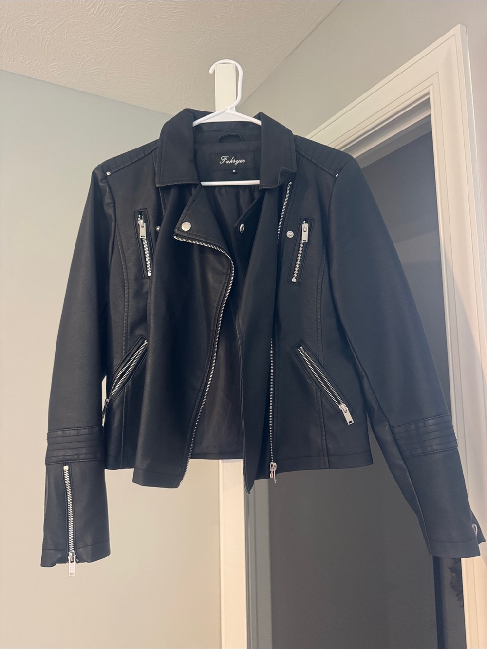 Black Faux Leather Moto Jacket